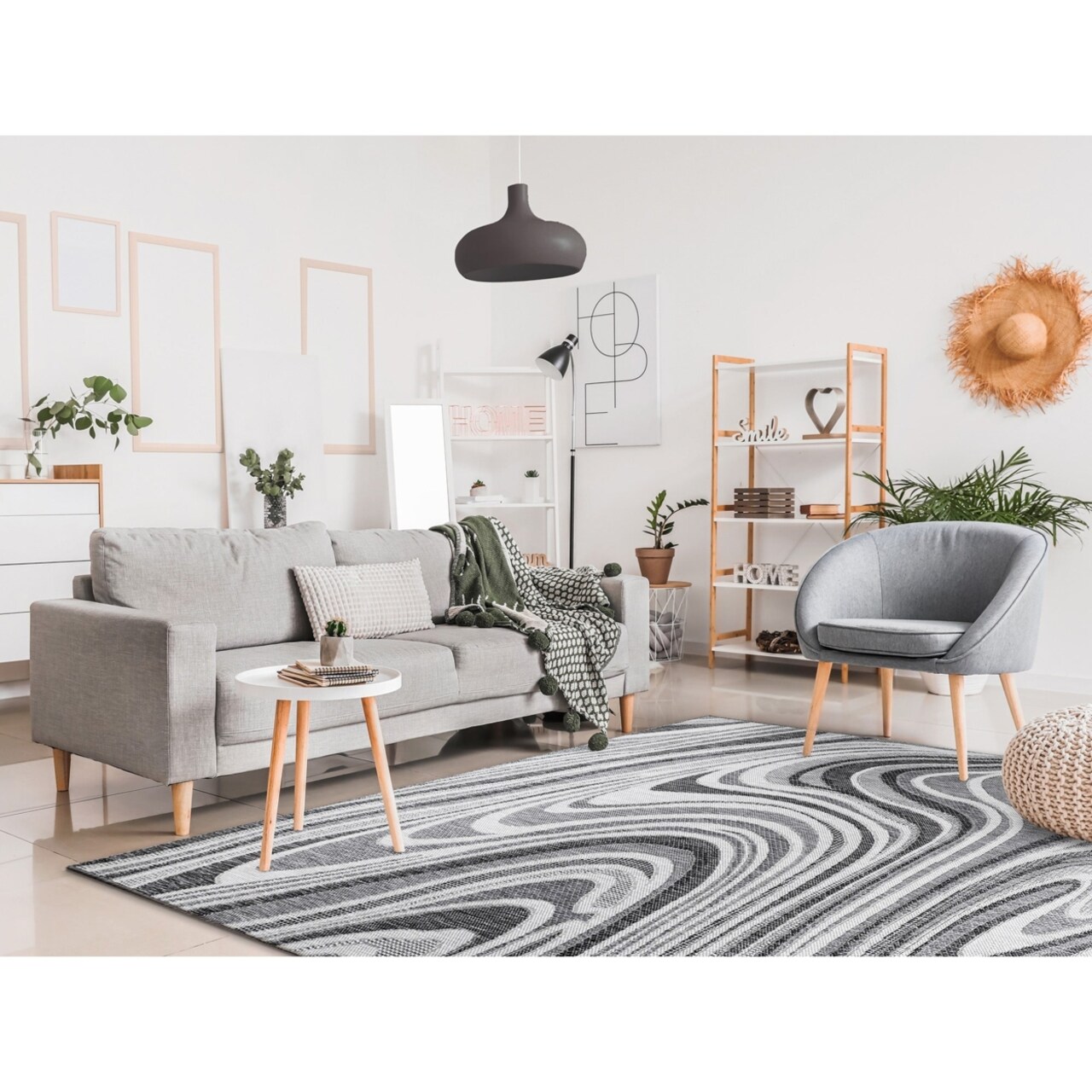 The Rug Department Liora Manne Malibu Waves Indoor Outdoor Area Rug Charcoal